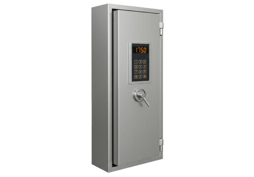 Isolated security safe with a digital keypad and display shows 1750, no distractions