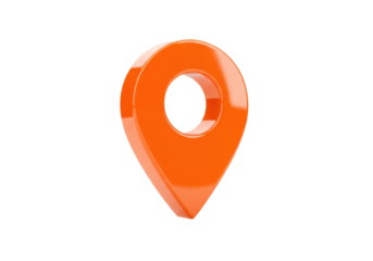 Isolated Shiny Orange Placeholder Icon or Geo Pin for Maps and Travel Location Marker