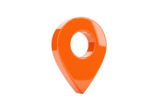 Isolated Shiny Orange Placeholder Icon or Geo Pin for Maps and Travel Location Marker