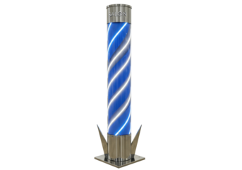 Isolated rotating blue and white barber's pole for barbershop salon business signage icon