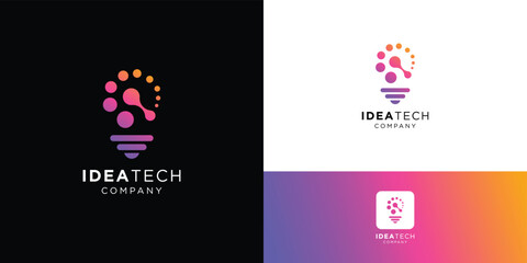 modern light bulb tech logo design
