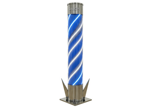 Isolated rotating blue and white barber's pole for barbershop salon business signage icon