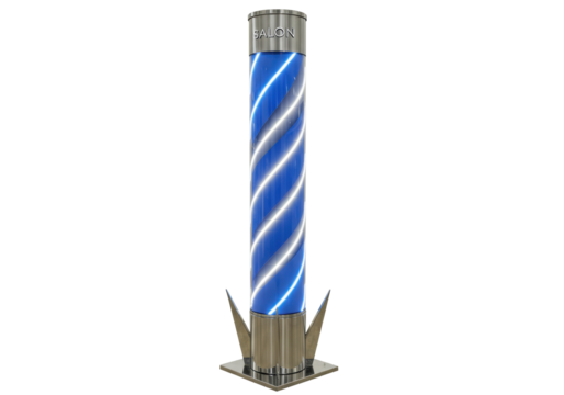 Isolated rotating blue and white barber's pole for barbershop salon business signage icon