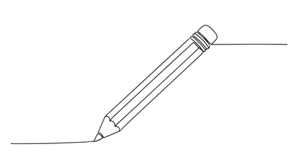 Simple line drawing of a pencil creating a straight line on a white background.