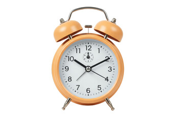 Isolated peach alarm clock showing two o'clock as a reminder or metaphor for delay or urgency