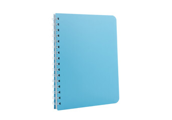 Isolated light blue wire-bound notebook with rounded corners for school notes or office memos