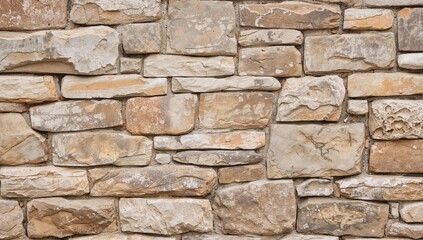 Obraz premium Tiled Stone Facade. A Textured Composition of Beige, Tan, and Gray Elements.