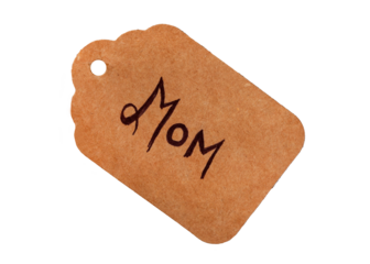 Tag with the word Mom written on it