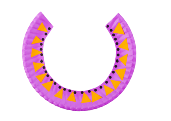 Purple and orange paper African necklace with triangles