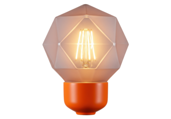 Isolated geometric lightbulb lamp provides an interesting artistic lighting fixture element.