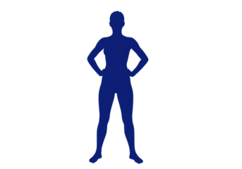 Isolated silhouette of a woman standing with hands on hips, confident and assertive