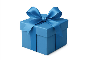 Obraz premium Blue gift box with ribbon bow on transparent background