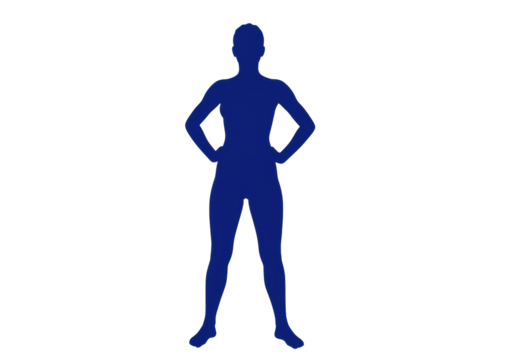 Isolated silhouette of a woman standing with hands on hips, confident and assertive