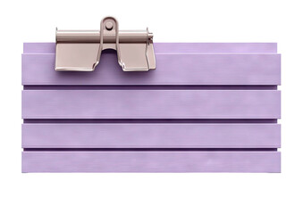 Lilac planks held by a clip, angled slight upwards