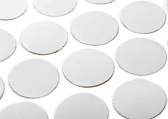 Pattern of white circles with brown edges, densely packed