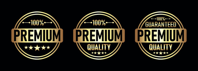Luxury Gold Premium Quality Badges Set - 100% Certified and Guaranteed Seal, Premium, quality, 100% premium