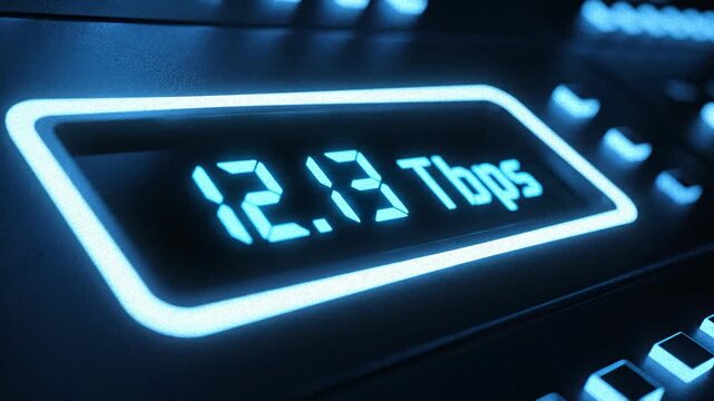 Data Transfer Speed Display Rising in Terabits Per Second Scale