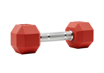 Isolated red dumbbell for strength training workout fitness weightlifting cross training body building