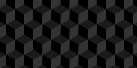 Vector structure box minimal black abstract cube square geometric tile hexagon mosaic wall grid wallpaper. black and gray geometric block cube isometric mosaic texture background.	