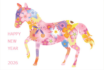 2026年　午年　年賀状テンプレート