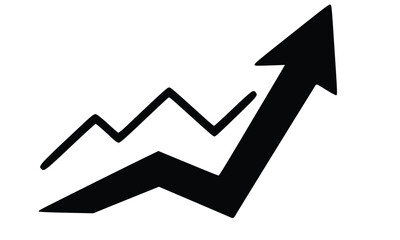 3D business chart with an upward arrow symbolizing financial market growth and success