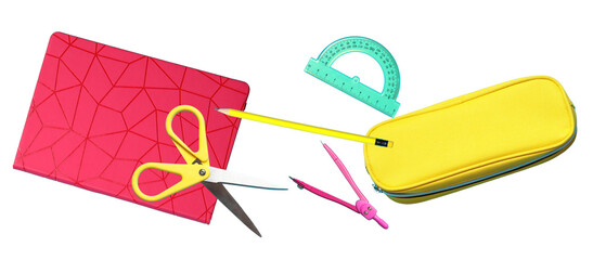 set of essential school and art supplies arranged for education and creativity supporting learning and creative projects enhancing artistic expression in classroom