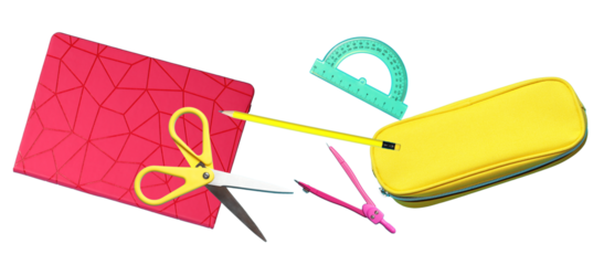 set of essential school and art supplies arranged for education and creativity supporting learning and creative projects enhancing artistic expression in classroom