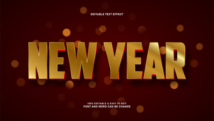 New year text effect with 3d style and editable