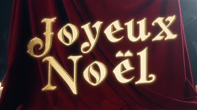 Texte Joyeux No&euml;l dor&eacute; sur fond rouge festif