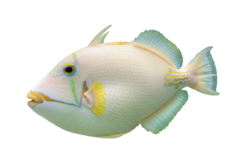 Isolated reef triggerfish tropical ocean life brightly colored marine animal beautiful specimen
