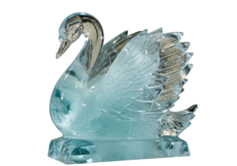 Isolated, elegant crystal swan sculpture figurine, beautiful, detailed decoration, no person