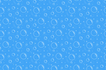 Bubbles soda seamless pattern. Сarbonated blue water texture