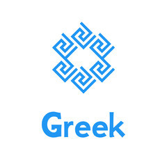 logo for Greek seafood restaurant, wine bar, olive oil brand, Greek yogurt brand. greek key icon for cafe, hotel, resort, spa, hammam, travel agency, tourism