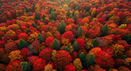 Autumn forest canopy with vibrant foliage