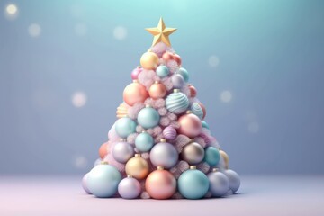 Festive christmas tree decoration winter wonderland digital art bright colors close-up view celebration concept