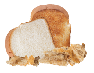 freshly baked bread slices with golden brown crusts and crumbly croutons offering a taste of comfort and rustic charm that creates appealing food photography