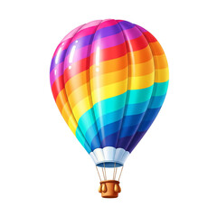 Naklejka premium Vibrant Rainbow Hot Air Balloon Illustration Isolated on White Background