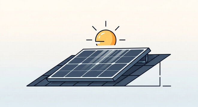 solar panel on roof with sun clip art preview
