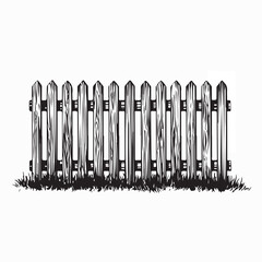 Traditional Wooden Fence Classic Style Vector Illustration