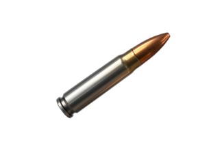 High-Speed Bullet in Flight with Smoke Trail and Motion Blur, Side View, Isolated on Transparent Background