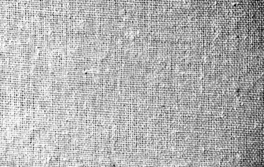 High-contrast grunge fabric texture with visible weave, isolated on a transparent background. Ideal for overlays and design use.