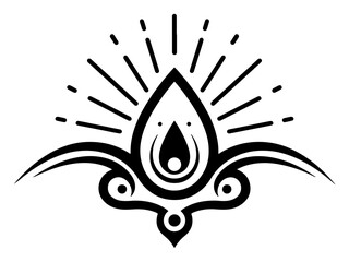 Spiritual lotus flame icon Abstract vector logo for yoga studio or Diwali festival