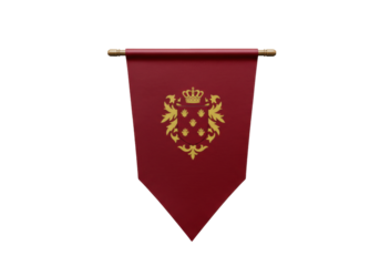 Isolated Medieval Banner, Flag with Emblem, Crown and Fleur-de-lis, Decoration and Sign