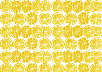水彩風 輪切りレモンのパターン Winter Fruits Series:Watercolor style sliced lemon pattern