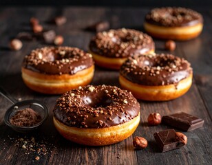 DELICIOUS DONUTS WITH CHOCOLATE CHEESE TOPPING