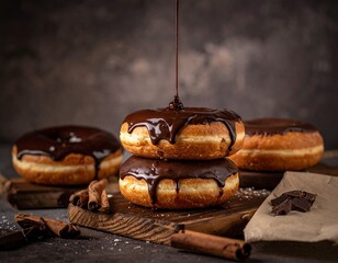 DELICIOUS DONUTS WITH CHOCOLATE CHEESE TOPPING