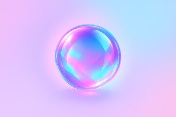 Vibrant iridescent sphere on gradient.