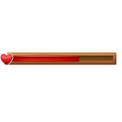 Cartoon Wooden Health Bar With Red Heart Icon For Game User Interface Elements Isolated On Transparent Background