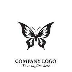Elegant Butterfly Logo Symbol in Black on White Background with Minimalist and Modern Design