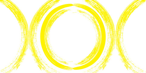 Circle brush stroke vector isolated on white background. yellow enso zen circle brush stroke.For stamp,seal, ink and paintbrush design template. Sun grunge hand drawn circle shape, vector illustration